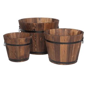 Set di Tre Vasi in Legno Rinforzati e Anticorrosivi per Esterni 41101629 - Stessa Categoria Prodotti di Vasi e Fioriere - Product Image 1