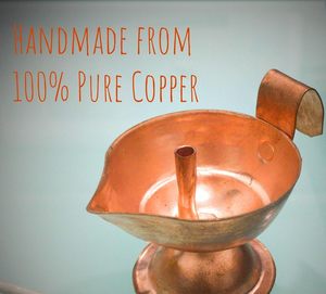 Pure Copper Diya for Pooja with Wick Holder Medium Single Deepam Oil Lamp for <b>Home</b> <b>Temple</b> Aarti Festive Decor - Product Image 6