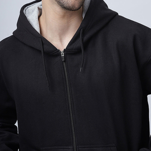 Custom <b>Men</b>’s Black Full Zip Hoodie with Contrast <b>Grey</b> Hood Lining and Split Kangaroo Pockets Casual Sweatshirt - Product Image 6
