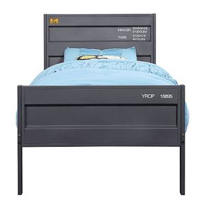 Letto matrimoniale in metallo color canna di fucile con piattaforma doppia - Product Image 3