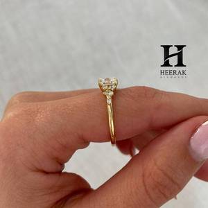 <b>Custom</b> 14K Yellow Gold Radiant Cut Lab Grown Diamond Engagement <b>Ring</b> 1.5ct VVS1 Certified Diamond Cluster <b>Ring</b> with Marquise - Product Image 4