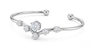 กำไลข้อมือทองคำ 14k สำหรับผู้หญิง ยี่ห้อ Aniva ประดับเพชรทรงกลมเจียระไนแบบเหลี่ยมคม ดีไซน์เรขาคณิต คลาสสิก เหมาะสำหรับเป็นเครื่องประดับงานแต่งงาน - Product Image 3