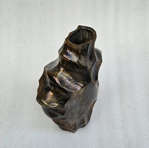 Handmade <b>Copper</b> Antique Tabletop <b>Vase</b> Geometrical Design Textured Finish Uneven Shape Modern Decor - Product Image 5