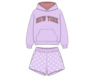 Ensemble tendance pour femmes : sweat-shirt à capuche et short avec imprimé graphique New York, short assorti à motif étoile, doux, respirant et confortable à porter - Product Image 2