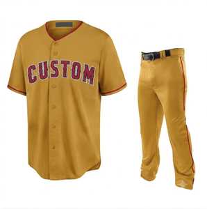 Conjunto de Pantalones y Camiseta de Béisbol para Hombre, Transpirable, de Secado Rápido, Color Mostaza, con Estampado Serigrafiado, Tela de Malla, Cintura Elástica, Ropa de Softbol - Product Image 1