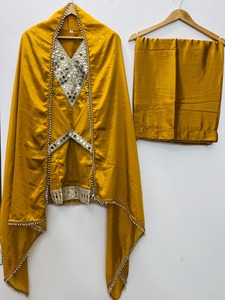 Yellow <b>Silk</b> Traditional Indian Wedding Dupatta Set with Rhinestone Embellishment Women's Ethnic Shawl Spring Summer Wear sexy - Product Image 2