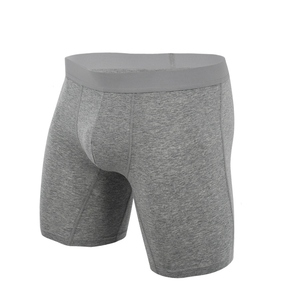 Calzoncillos bóxer de cintura media para hombre, color negro sólido, de punto, con spandex y algodón, ropa interior sin costuras, estilo transpirable - Product Image 6