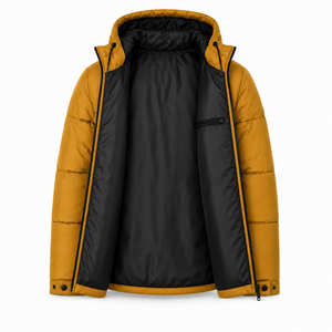 Blouson matelassé à capuche réfléchissant 100 % polyester, tissu toile épais, style streetwear hiver décontracté, fermeture éclair - Product Image 5