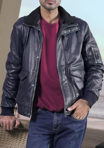 Chaqueta de Cuero Genuino de Vaca para Hombre, Estilo Moderno, Negra, Hecha a Medida en Pakistán, con Cuello Camisero, Accesorios de Invierno para Exteriores, al Mejor Precio - Product Image 2