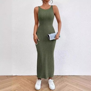 New Fashion American Style Spring Summer New Sleeveless Strap Long Dress Sexy Wrapped <b>Hip</b> Waist Knitted Dress - Product Image 6