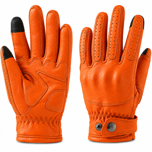 <b>Light</b> Blue Leather Full <b>Finger</b> Racing Gloves Touchscreen Compatible Tips Button Closure Waterproof Non-Slip MOTOCROSS Unisex - Product Image 6