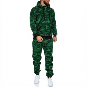 Chándal con capucha de camuflaje para hombre, sudadera con cremallera completa y pantalones, ropa informal de otoño, material transpirable de poliéster y algodón - Product Image 5