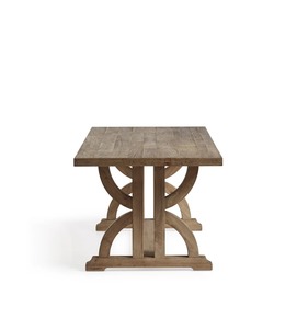 Solid Teak Wood <b>Dining</b> <b>Table</b> <b>Rustic</b> <b>Farmhouse</b> Style with Unique Double Pedestal Base, Handmade Wooden <b>Table</b> Supplier - Product Image 5