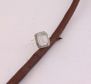 Natural Rainbow Moonstone <b>Ring</b> 925 Sterling Silver Vintage Style Blue Fire Gemstone <b>Ring</b> for Women Handcrafted Dotted <b>Boho</b> - Product Image 1