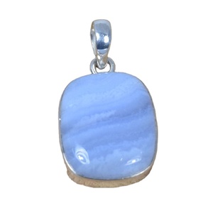 925 argent Sterling bleu dentelle Agate pendentif collier plaqué rhodium bijoux fins pour fiançailles estampillé bijoux en argent cadeau - Product Image 1