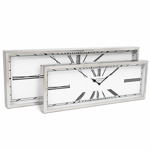 Modern Horizontal Wall <b>Clock</b> | <b>Large</b> <b>Silver</b> Rectangular Wall <b>Clock</b> for Living Room Office Elegant Home Decor Gift Timeless Style - Product Image 1