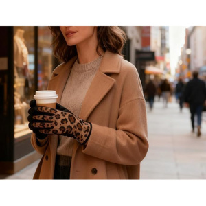 Gants d'hiver chauds pour femmes, imprimé léopard, tactiles, décontractés, pour la conduite en extérieur, en tricot doublé polaire, vente en gros - Product Image 5