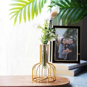 Minimal Tube Metal Bud Vase Straight Neck Slim <b>Decorative</b> Flower Vase for Single Stem <b>Table</b> <b>Decor</b> Home and Gifting Use - Product Image 1