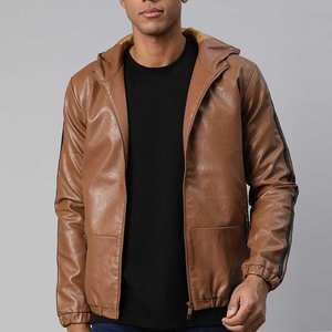 Sudaderas con capucha de cuero para hombre, ropa exterior informal y elegante para pedidos de exportación, con tacto de cuero suave, cálidas, cómodas y de ajuste relajado. - Product Image 3