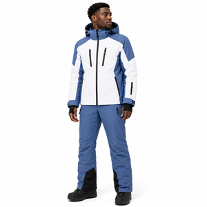 Ensemble veste et pantalon de ski imperméable pour homme personnalisé, blanc, bleu, noir, combinaison de snowboard d'hiver, coupe-vent - Product Image 3