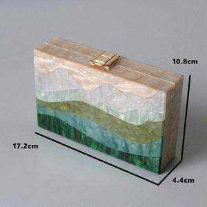 Bolso de Mano de Resina Acrílica Personalizado con Cadena, para Eventos Festivos, con Patrón de Mármol Brillante, Bolso de Moda Premium - Product Image 1