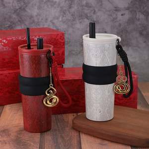 Taza Aislada de Acero Inoxidable con Revestimiento Cerámico para Mantener Bebidas Frías o Calientes, Portátil, con Pajita - Product Image 3