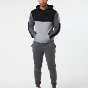 <b>Men</b> Color Blocking Hooded Tracksuit Set Full Sleeve Regular Fit Sweatshirt With Side Pockets Casual Autumn Style - Product Image 1
