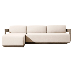 Muebles de Exterior Modernos con Estructura de Celosía Curva, Cojines Tapizados, Madera de Teca Resistente a la Intemperie, Sofá Seccional en Forma de U para Uso en Hoteles - Product Image 3