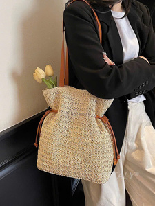 Sac à main en raphia de papier, nouveau style, prix de gros le plus bas, pour femme, été 2026, avec sac en cuir - Product Image 4