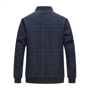 Chaqueta bomber a cuadros para hombre con cuello alto, informal, con cremallera, a prueba de viento, para otoño. - Product Image 2