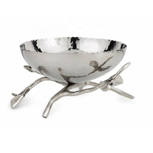 Bol décoratif en forme de feuille de vente chaude bol de pièce maîtresse en aluminium en laiton et finition noire décor à la maison bol en métal rustique - Product Image 4