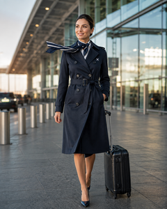 Uniformes de stewardesse sur mesure pour femmes |   Fournisseur d'équipage de personnel de bord |   Usine OEM/ODM pour l'aviation |   Uniforme chemise-jupe style trench-coat - Product Image 6