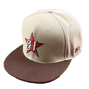Gorra Snapback SH Star Bordada con Estampado Puff, de 5 Paneles, Ajustada, Unisex, Casual, de Mezclilla, Beige Marrón, con Visera Plana - Product Image 1