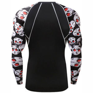 T-shirt de sport noir à manches longues pour homme, coupe ajustée, séchage rapide, respirant, avec logo imprimé numériquement sur le devant, idéal pour l'entraînement MMA – Collection Sportswear Factory - Product Image 3