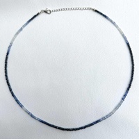 Collier de perles rondes facettées en saphir bleu ombré naturel de 3 mm, perles de pierre de saphir ombrée précieuse, collier de bijoux tendance