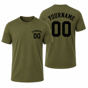 Custom Green Men's T-Shirt With Name And Number Print Short Sleeve O-Neck Casual Jersey Style Regular Fit 100% Cotton Front <b>Logo</b> - Product Image 6