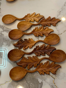Vietnam Decorative Scoop Leaf Wooden <b>Spoon</b> Wooden Material for Condiment Scoop Coffee Tea Serving Kitchen Display - Product Image 4