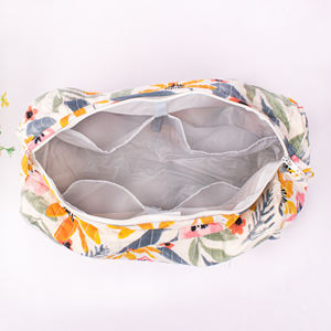 Pochette de maquillage unisexe pliable en coton matelassé imprimé, écologique, grande capacité, portable, avec fermeture éclair, résistante à l'eau, personnalisable - Product Image 5