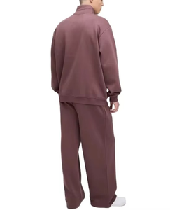 Ensemble de survêtement unisexe couleur unie demi-zippé 2-en-1 écologique, sweat-shirt et pantalon en coton à manches longues coupe classique, tenue décontractée pour l'hiver - Product Image 4