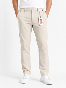 Pantalones Oxford Casuales para Hombre Fly Humble, Color Beige, Corte Recto, Cintura Media, Cierre de Botones, Ligeros, Transpirables, de Lona, Estilo Veraniego - Product Image 1