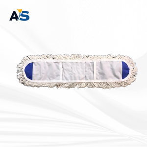 A&S Durable 5x24 Balai à poussière blanc en coton à extrémités coupées, support en polyester, manche en aluminium, essoreur automatique pour sols multiples - Product Image 2