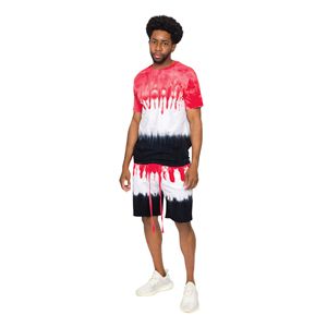 Ensemble T-shirt et short tie-dye pour homme, 250G, confortable, coupe décontractée à épaules tombantes, grandes tailles, tenue de détente pour homme - Product Image 1