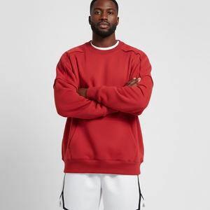 Sweat-shirt à col rond en polaire rouge pour homme, tendance du moment, avec impression de logo flamme, coupe ample, décontracté, pour l'automne - Product Image 3
