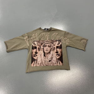 Camisetas Cortas de Alta Calidad, Personalizadas, con Estampado Gráfico, Estilo Urbano, con Dobladillo Crudo, Vintage, de Felpa Francesa, para Hombre - Product Image 6