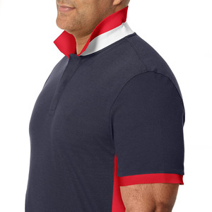 Polo de manga corta para hombre con bloques de color, de piqué, de alto rendimiento, con apliques, casual, de verano, corte ajustado, HECHO POR BS - Product Image 3