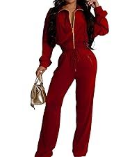 Conjunto Deportivo de 2 Piezas para Mujer Adogirl, Sudadera de Terciopelo con Cierre Completo + Pantalones Deportivos Anchos, Conjunto de Chándal para Descansar - Product Image 2