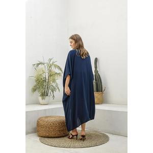 Womens <b>Navy</b> Blue Open Front Kimono <b>Cardigan</b> Long Sleeve Casual Loose Fit Beach Cover Up Kaftan Robe - Product Image 6