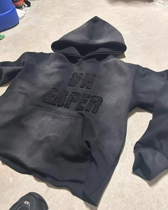 Custom Acid Wash Distressed Embroidered Patch Cropped <b>Hoodie</b> Flared Sweatpants Sweatsuit Set OEM ODM Wholesale - Product Image 3