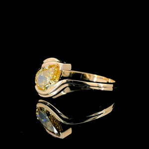 Elegante anillo de diamante cultivado en laboratorio con corte pera, banda de oro amarillo macizo de 14k con pulido brillante, anillo de compromiso de 1 quilate, regalo de joyería fina. - Product Image 2