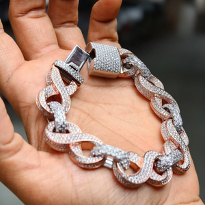 Luxury Moissanite <b>Infinity</b> Link <b>Bracelet</b> Rose Gold Silver Iced Out Chunky Chain Statement Wrist Jewelry Gift for Men Women - Product Image 2